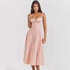 Seaside Vacation Sling Back Cross Tied Slim Fit Overknee Dress-HighTouch
