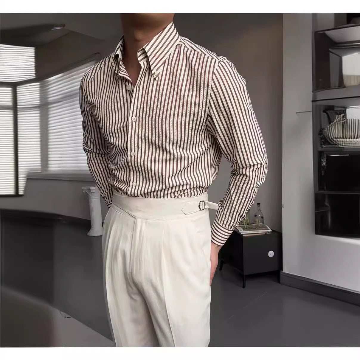 Spring Seersucker Series Shirt Men-HighTouch