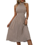 Women's Plaid One-Step Skirt – Casual Elegant Khaki Mini Dress-HighTouch