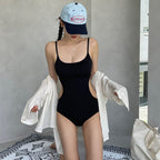 Black Triangle Jumpsuit Suspender Hollow-Out Midriff