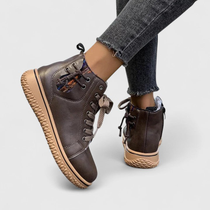 Women's Lace-Up Ankle Boots - Stylish Combat & Walking Booties