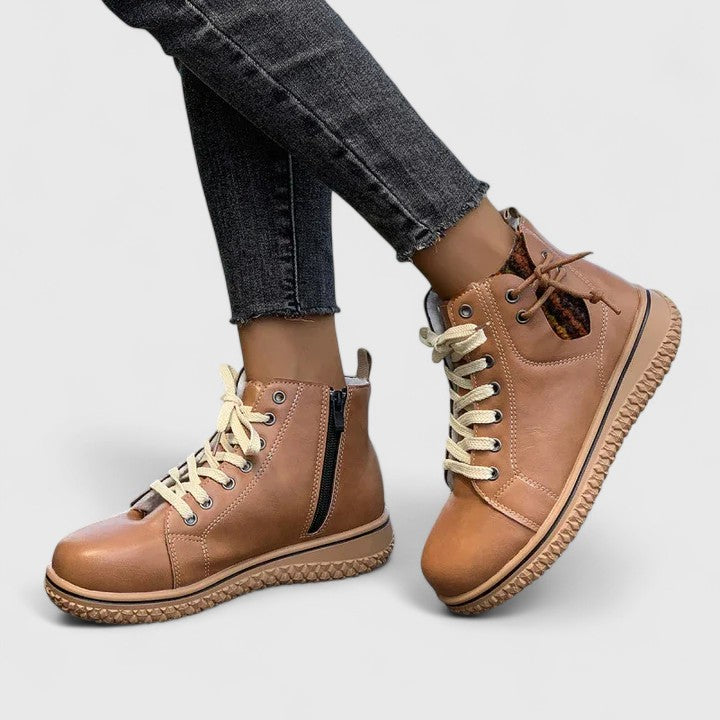 Women's Lace-Up Ankle Boots - Stylish Combat & Walking Booties