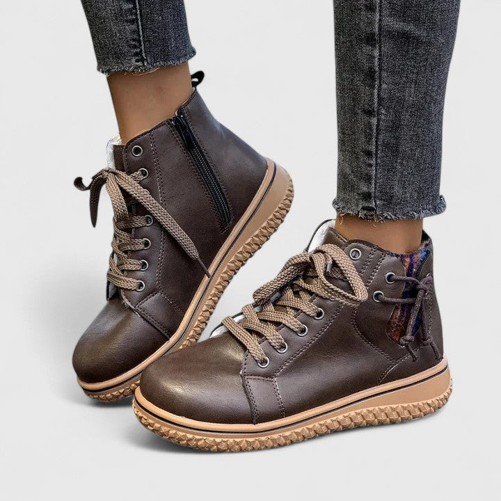 Women's Lace-Up Ankle Boots - Stylish Combat & Walking Booties