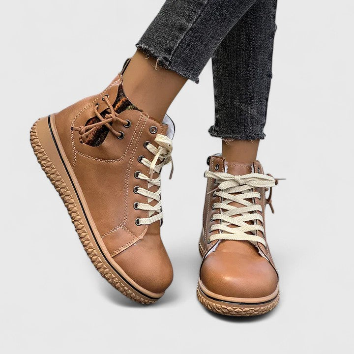 Women's Lace-Up Ankle Boots - Stylish Combat & Walking Booties