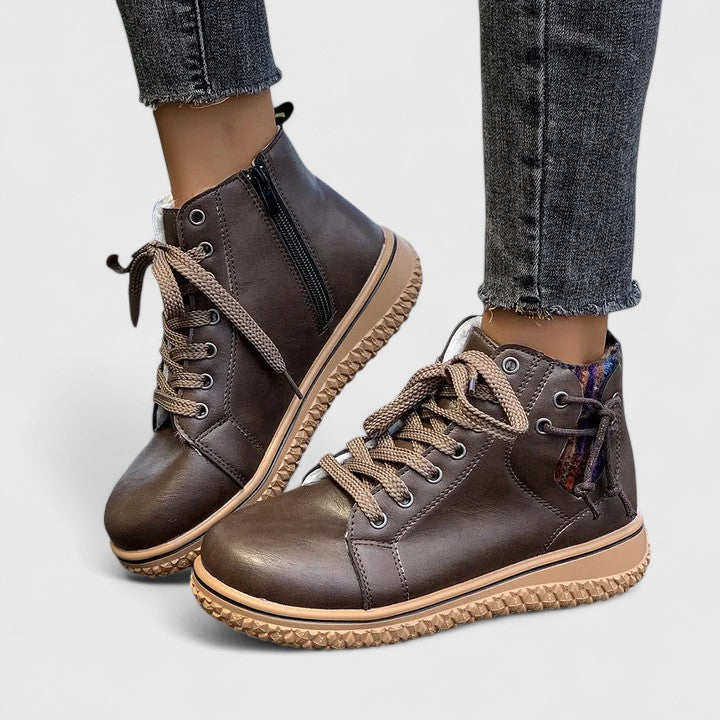Women's Lace-Up Ankle Boots - Stylish Combat & Walking Booties