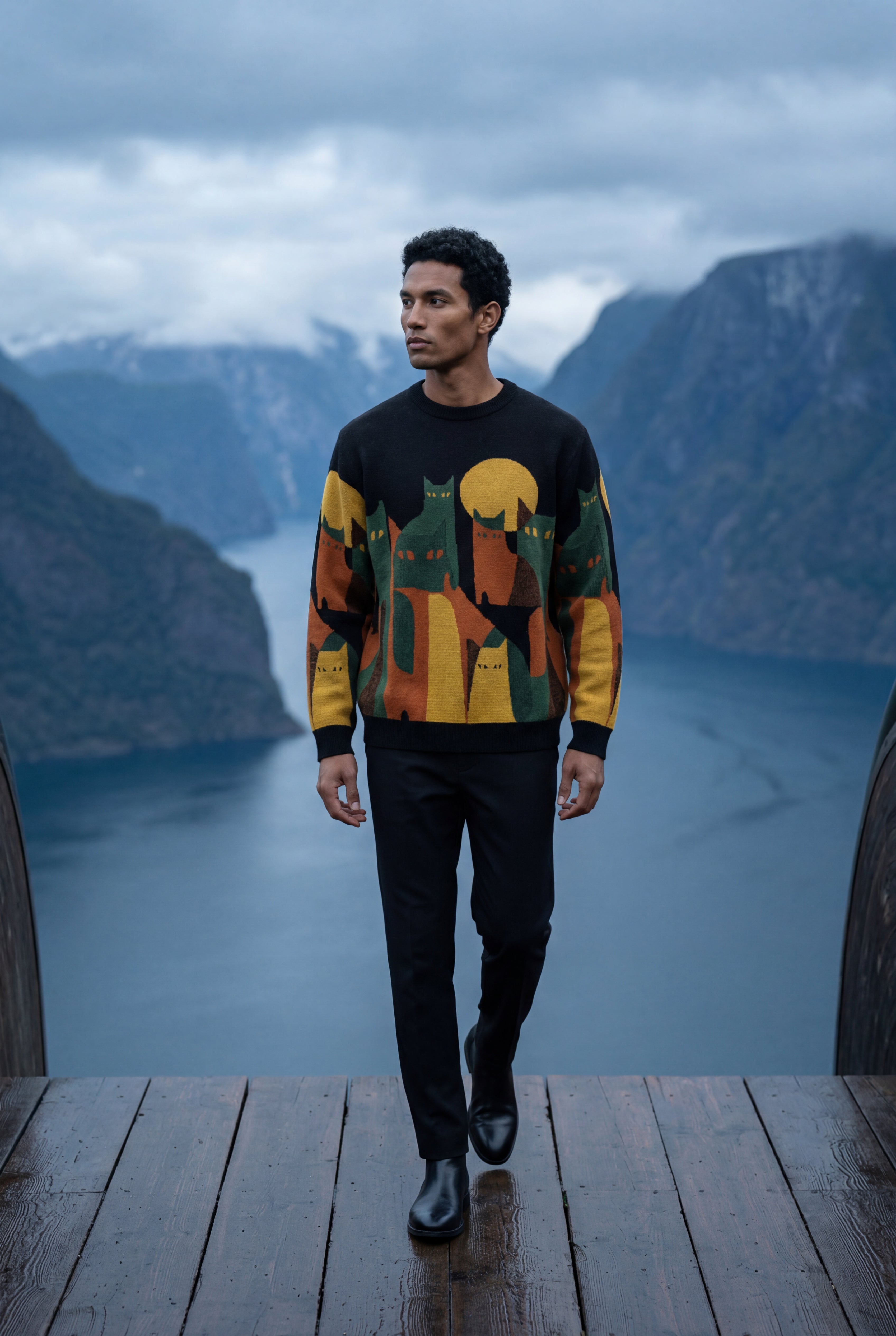 James Cat Sweater Sun Motif Limited
