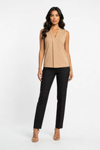 Bex Pleat V Neck Crepe Blouse Lux