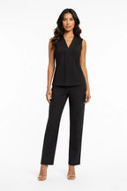 Bex Pleat V Neck Crepe Blouse Lux