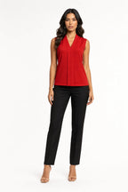 Bex Pleat V Neck Crepe Blouse Lux