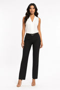 Bex Pleat V Neck Crepe Blouse Lux