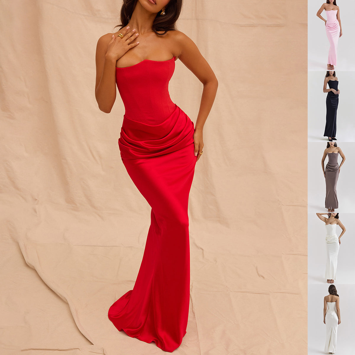 Slim Tube Top Long Dress Sexy Fashion Bandeau Backless Party Evening Dresses For Women Clothing-HighTouch