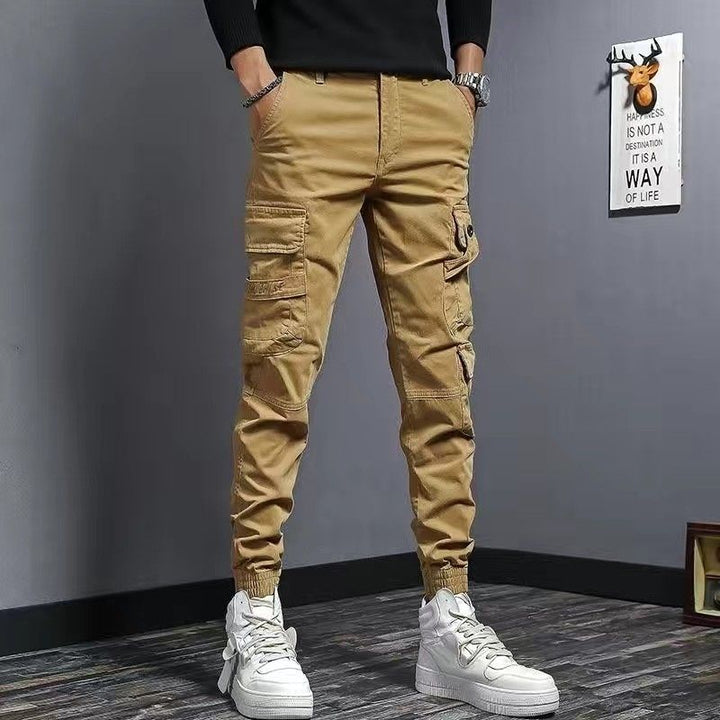 Men’s Slim Fit Cotton Work Pants – Stylish 9 Length Casual Trousers-HighTouch