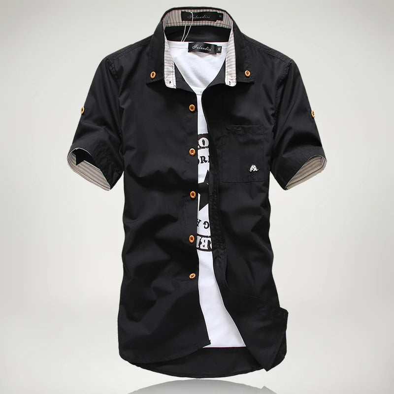 Men's Cotton Button-Up Shirt – Lightweight & Breathable