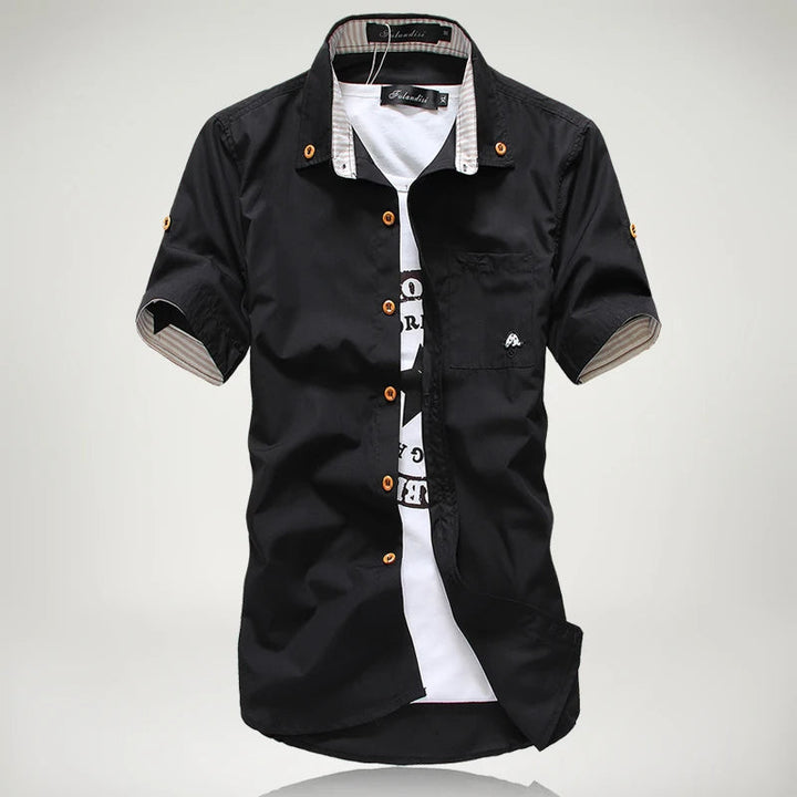 Men's Cotton Button-Up Shirt – Lightweight & Breathable
