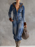 Brenna | Women's Hooded Zip Up Long Sleeve Jumpsuit