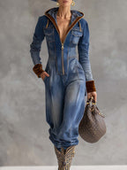 Brenna | Women's Hooded Zip Up Long Sleeve Jumpsuit