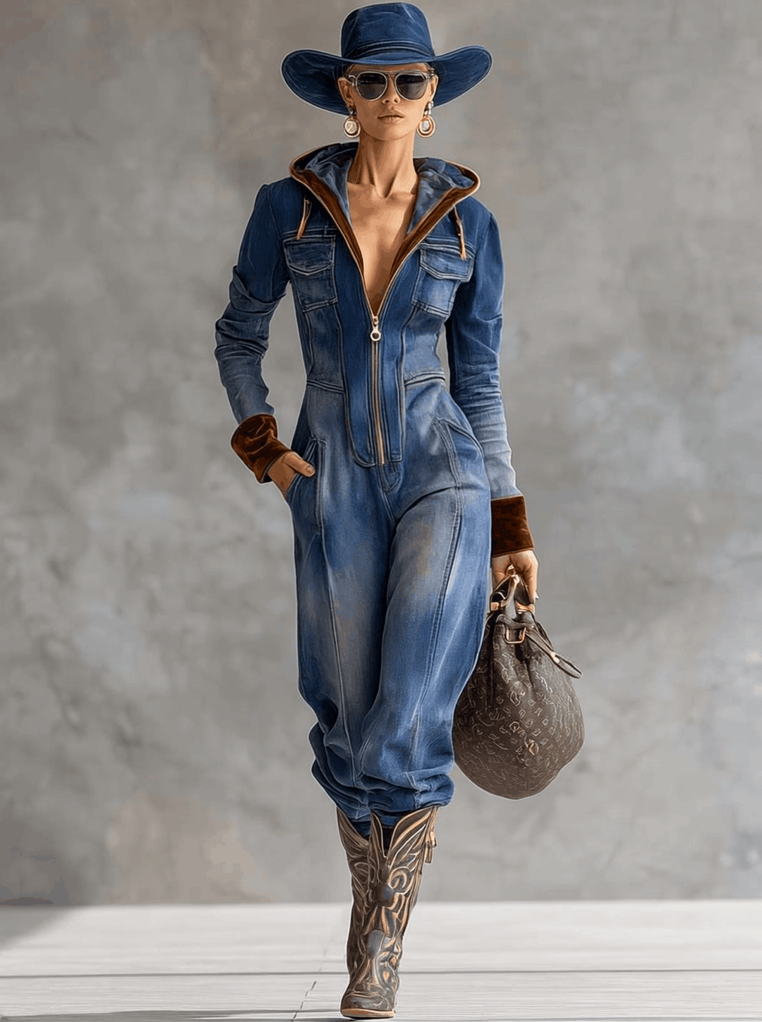 Brenna | Women's Hooded Zip Up Long Sleeve Jumpsuit