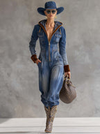 Brenna | Women's Hooded Zip Up Long Sleeve Jumpsuit