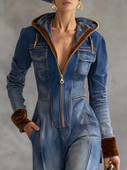 Brenna | Women's Hooded Zip Up Long Sleeve Jumpsuit