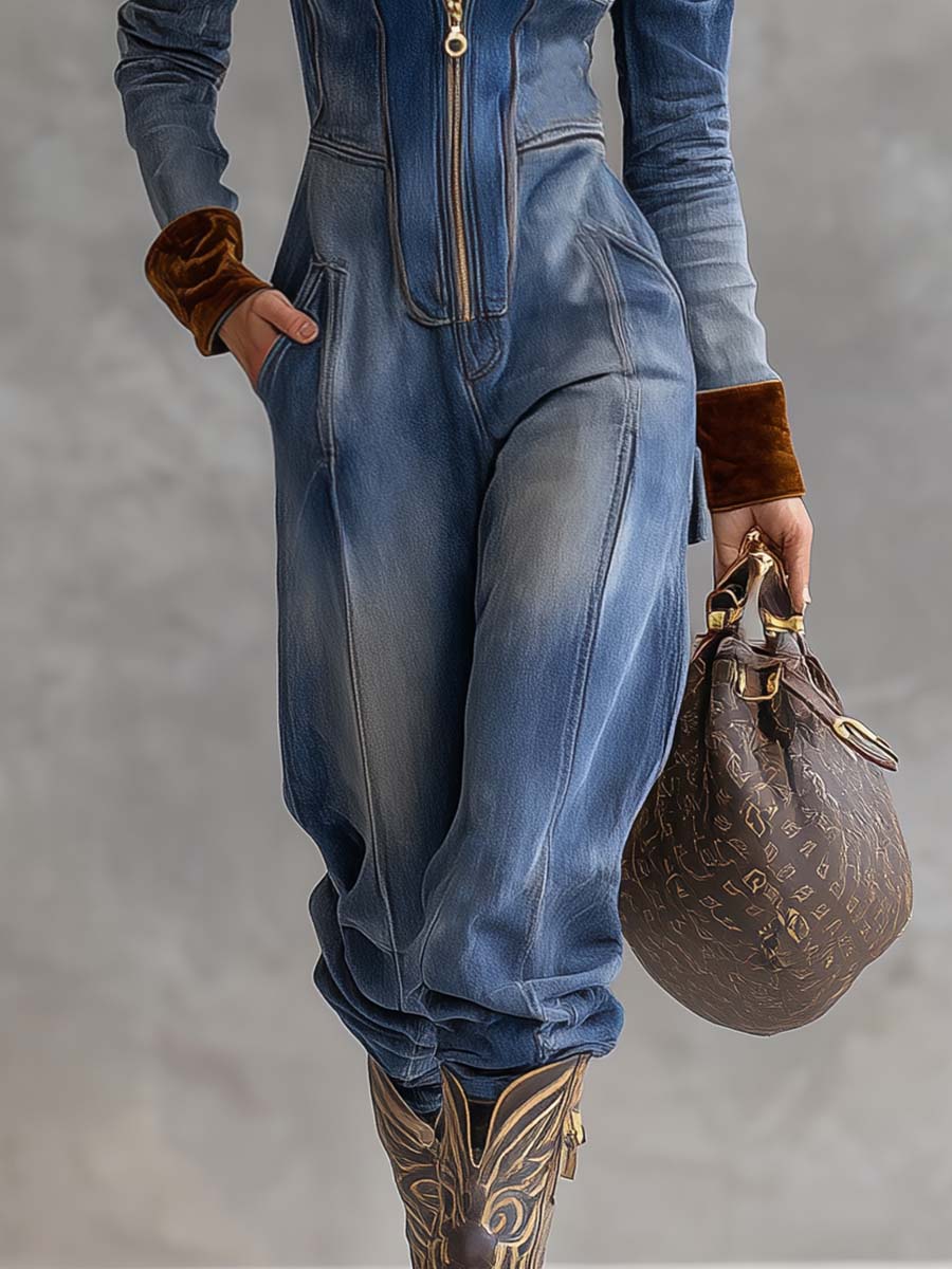 Brenna | Women's Hooded Zip Up Long Sleeve Jumpsuit