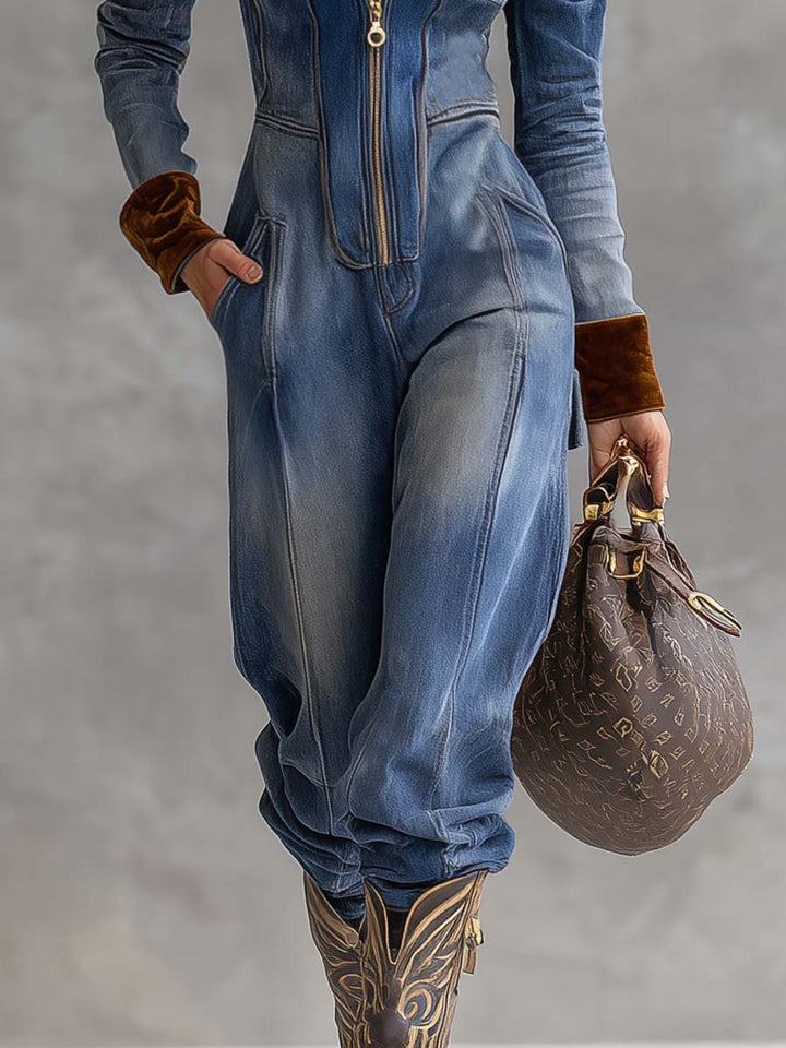 Brenna | Women's Hooded Zip Up Long Sleeve Jumpsuit