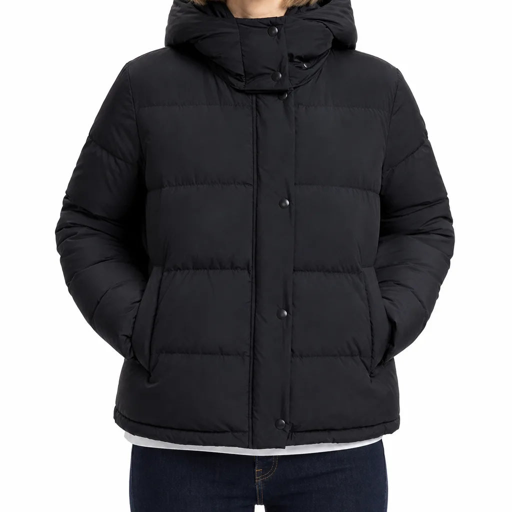 Women's Cropped Quilted Puffer Jacket | Hooded Winter Coat