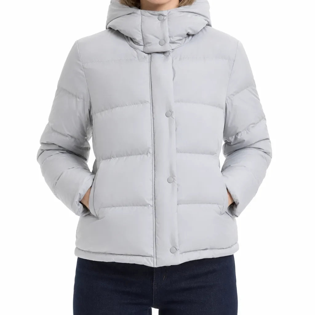 Women's Cropped Quilted Puffer Jacket | Hooded Winter Coat