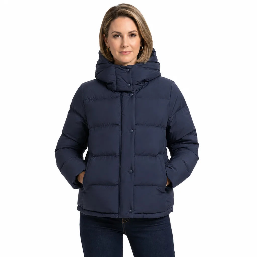 Women's Cropped Quilted Puffer Jacket | Hooded Winter Coat