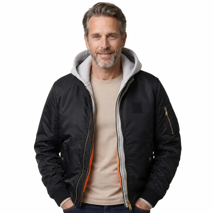 Men's Hooded MA-1 Bomber Jacket - Warm
