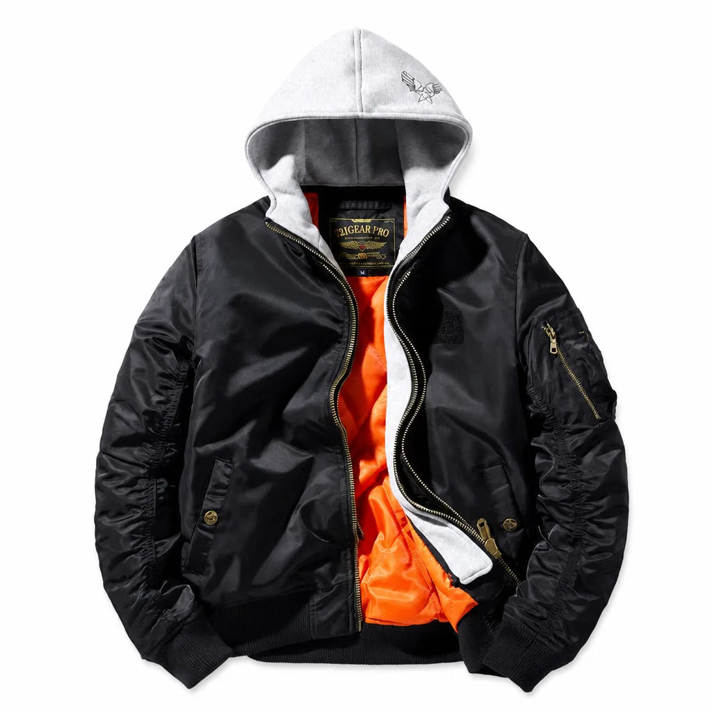 Men's Hooded MA-1 Bomber Jacket - Warm