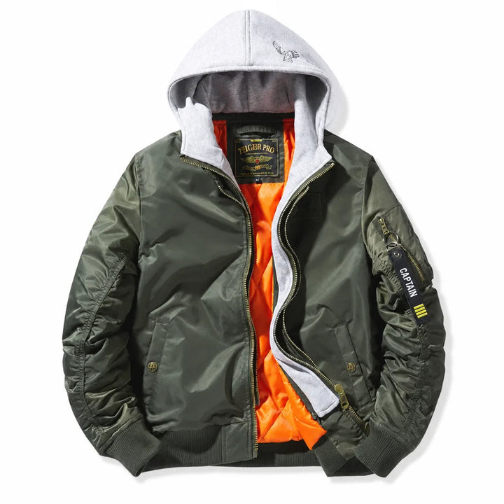Men's Hooded MA-1 Bomber Jacket - Warm