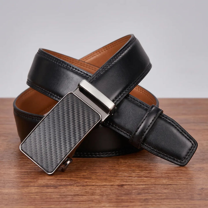 Men's Leather Ratchet Belt - Automatic Trim-to-Fit Strap