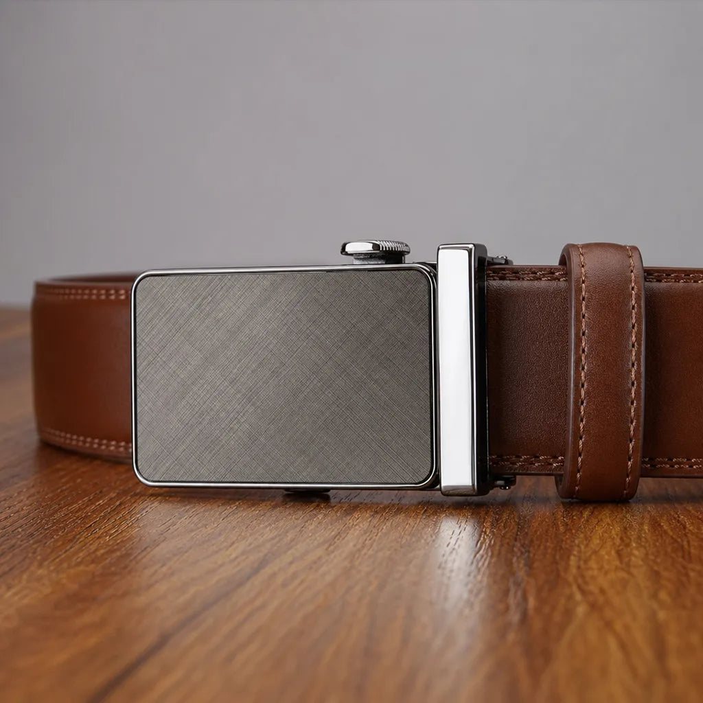 Men's Leather Ratchet Belt - Automatic Trim-to-Fit Strap