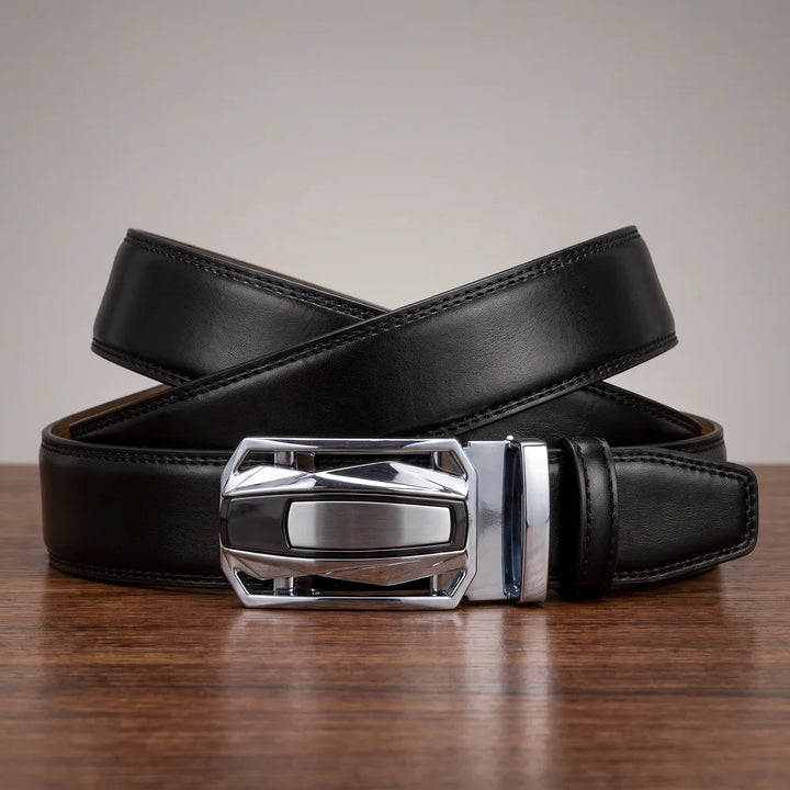 Men's Leather Ratchet Belt - Automatic Trim-to-Fit Strap