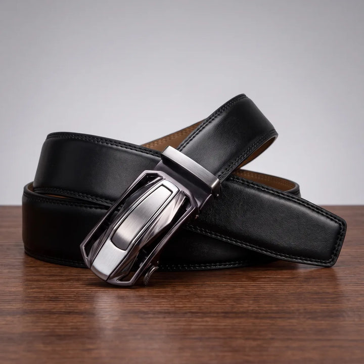 Men's Leather Ratchet Belt - Automatic Trim-to-Fit Strap
