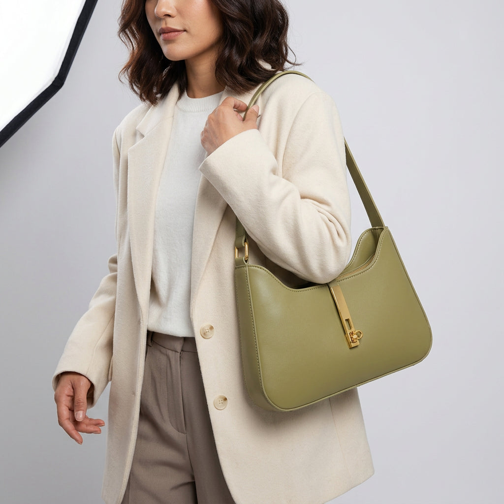 Zara Shoulder Bag - PU Leather Half-Chain Strap
