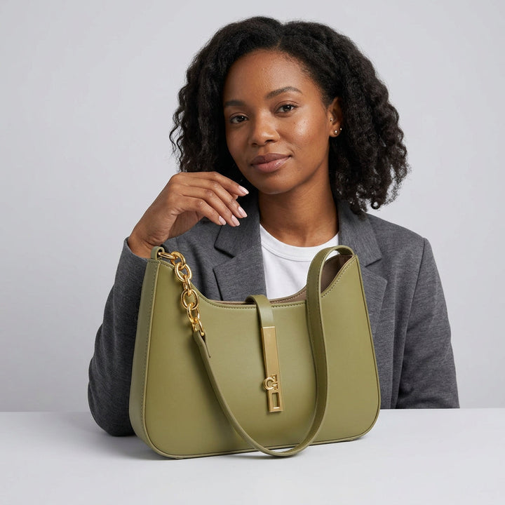 Zara Shoulder Bag - PU Leather Half-Chain Strap