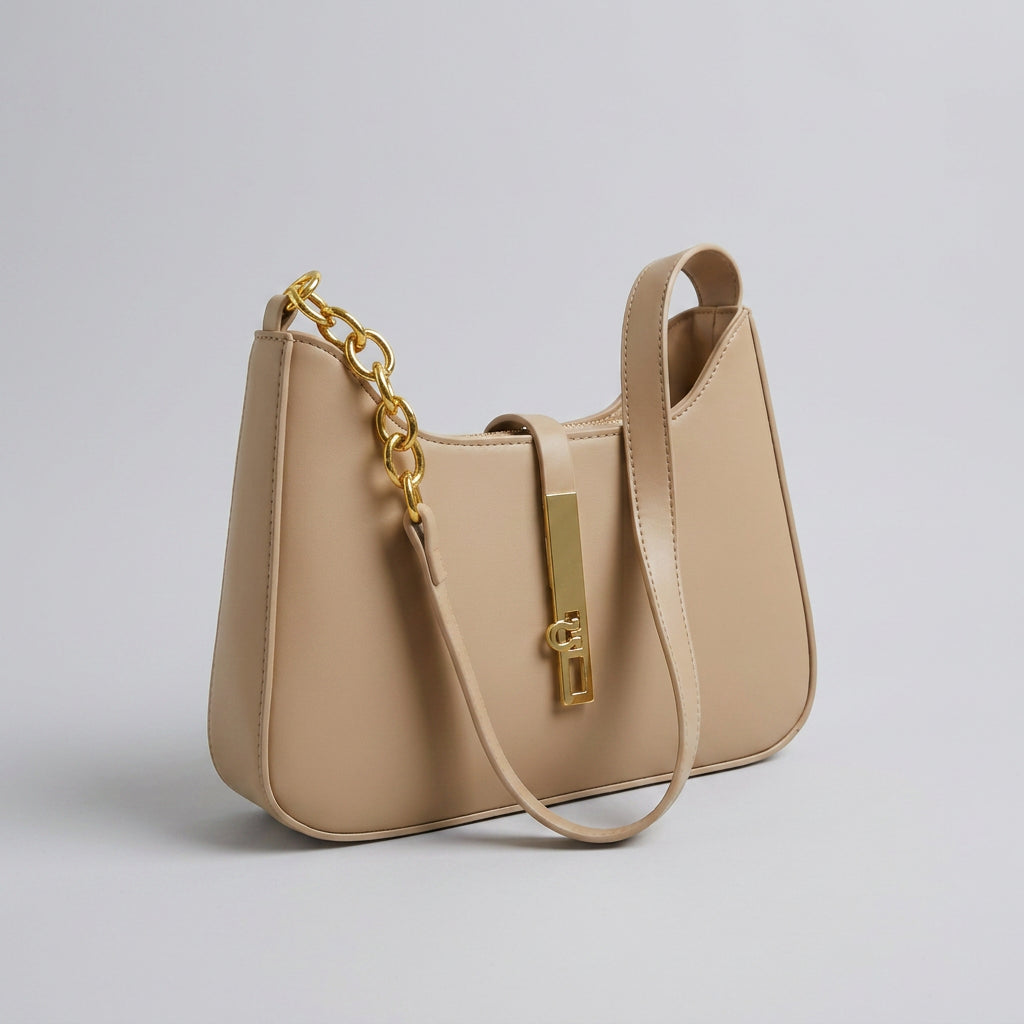 Zara Shoulder Bag - PU Leather Half-Chain Strap