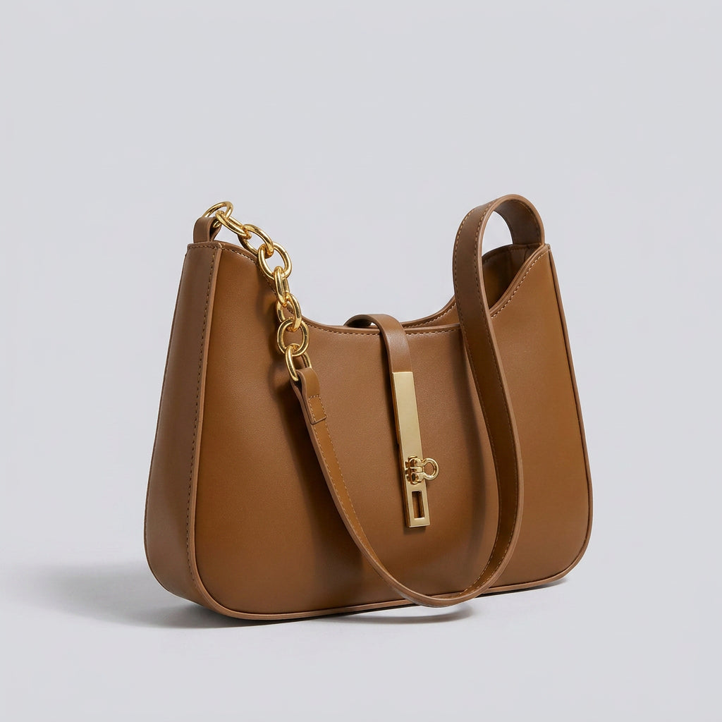 Zara Shoulder Bag - PU Leather Half-Chain Strap