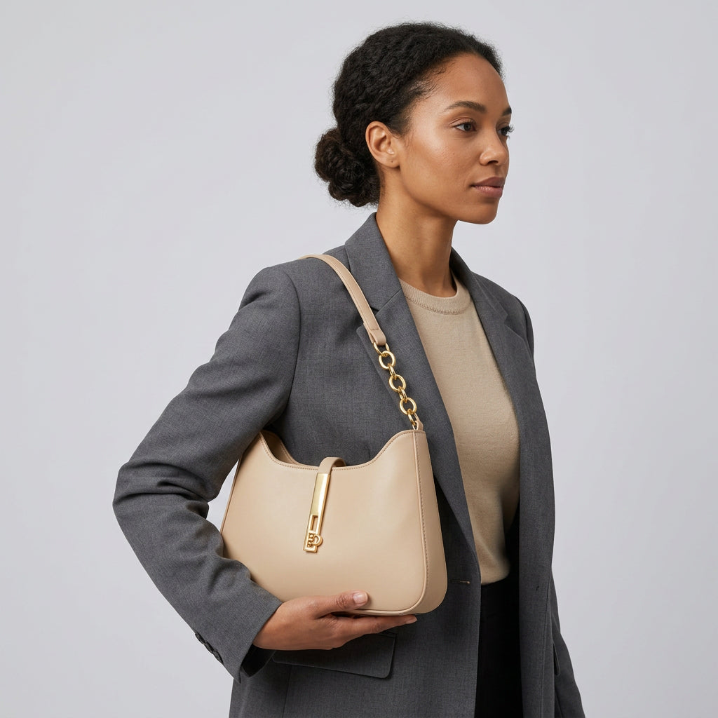 Zara Shoulder Bag - PU Leather Half-Chain Strap