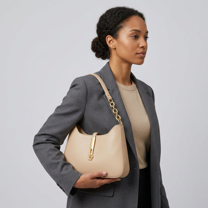 Zara Shoulder Bag - PU Leather Half-Chain Strap