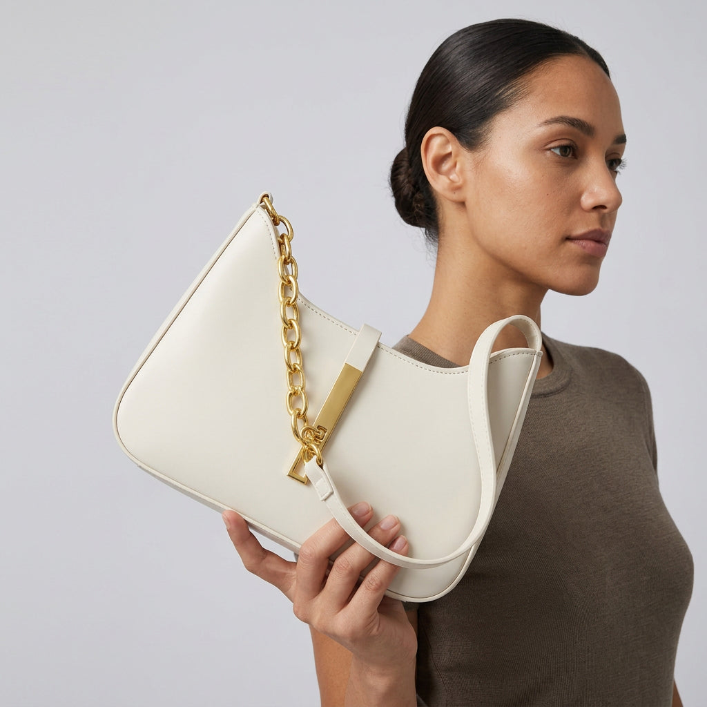 Zara Shoulder Bag - PU Leather Half-Chain Strap