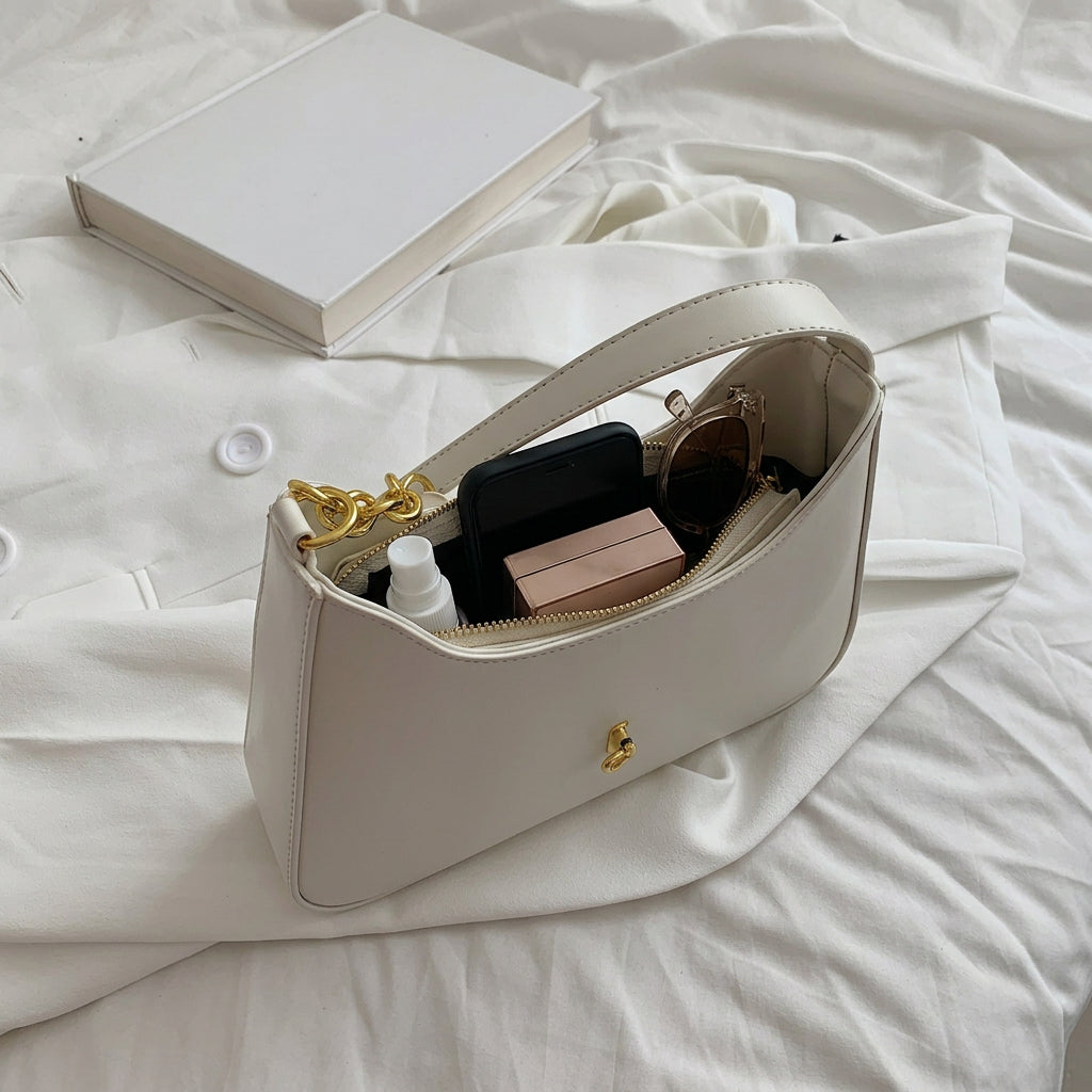 Zara Shoulder Bag - PU Leather Half-Chain Strap
