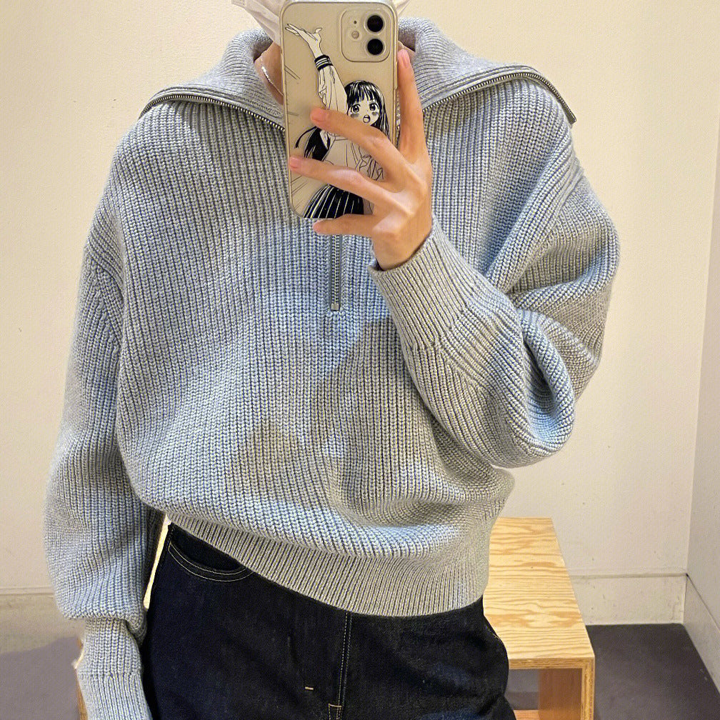 Casual Wool Blend Knit Sweater – Soft Crew Neck Pullover-HighTouch