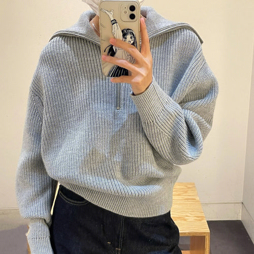 Casual Wool Blend Knit Sweater – Soft Crew Neck Pullover-HighTouch