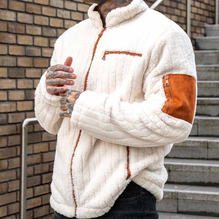 Men’s Color Block Winter Jacket – Casual Cotton Blend Coat-HighTouch