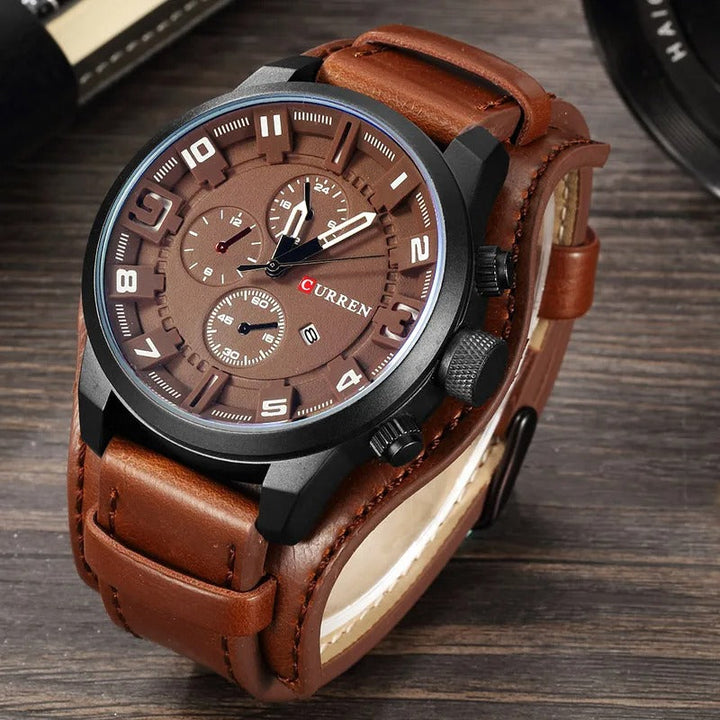 Men's Leather Chronograph Watch | Cowhide Strap