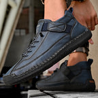 Men’s Cowhide Mid-Top Casual Boots – Durable Lace-Up Leather Shoes-HighTouch