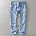 Men’s Linen Pants Casual Loose Fit Summer Lightweight Trousers-HighTouch
