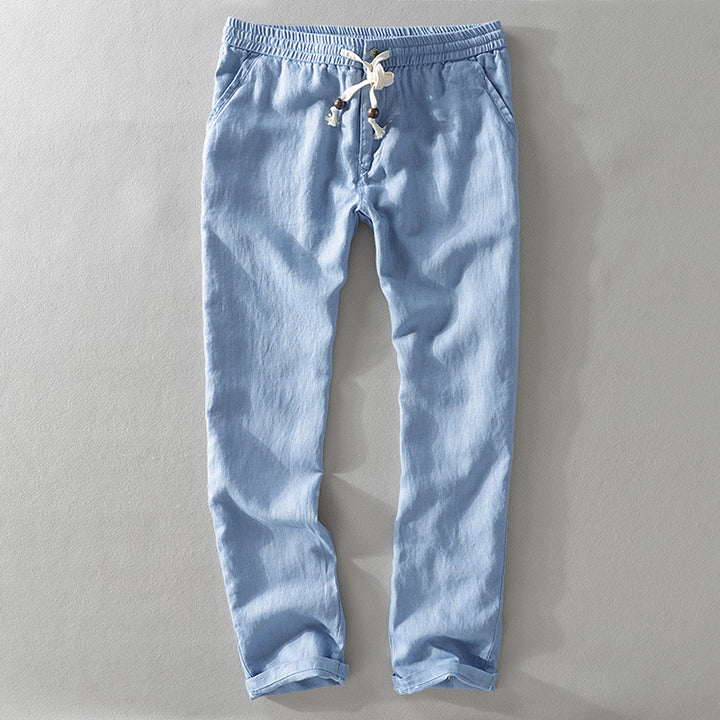 Men’s Linen Pants Casual Loose Fit Summer Lightweight Trousers-HighTouch